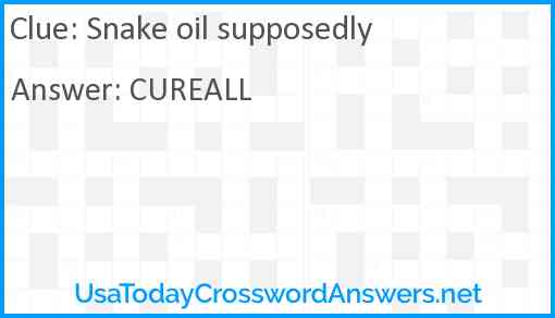 Snake oil supposedly Answer