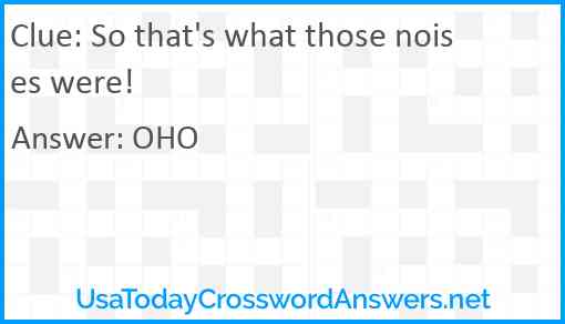 So that's what those noises were! Answer