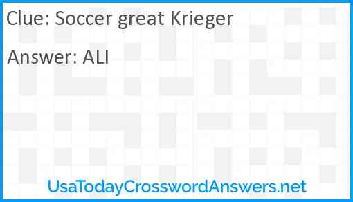 Soccer great Krieger Answer