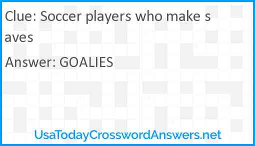Soccer players who make saves Answer