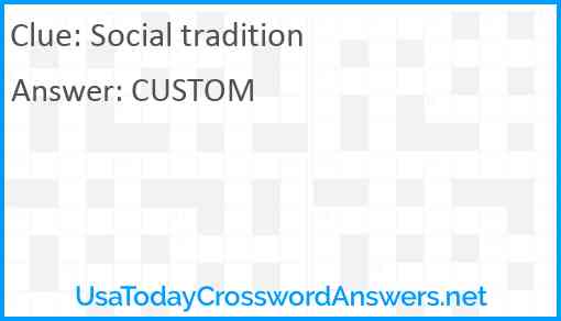 Social tradition Answer