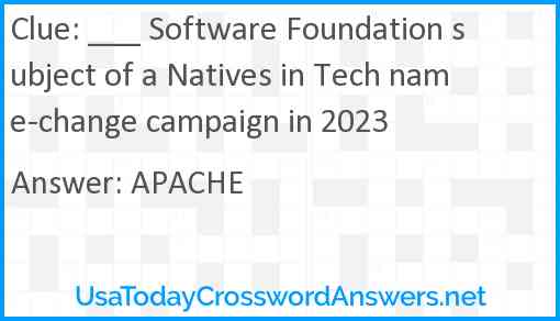 ___ Software Foundation subject of a Natives in Tech name-change campaign in 2023 Answer
