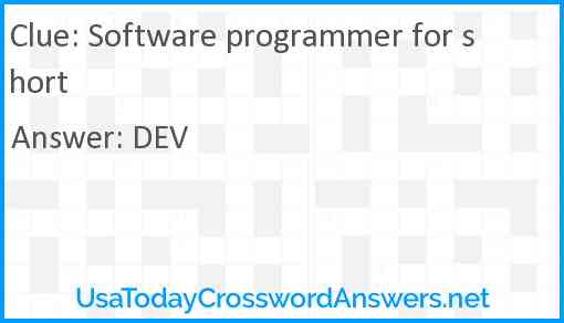 Software programmer for short Answer