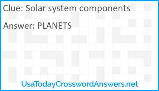 Solar system components Answer