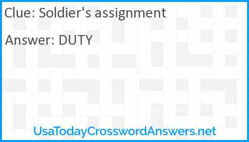 Soldier's assignment Answer