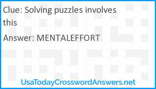 Solving puzzles involves this Answer