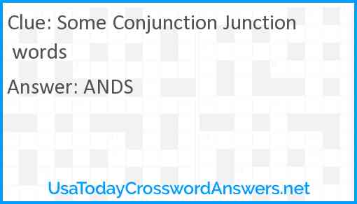 Some Conjunction Junction words Answer