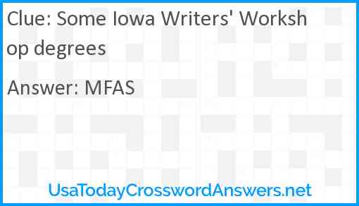 Some Iowa Writers' Workshop degrees Answer