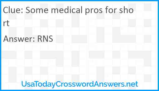 Some medical pros for short Answer