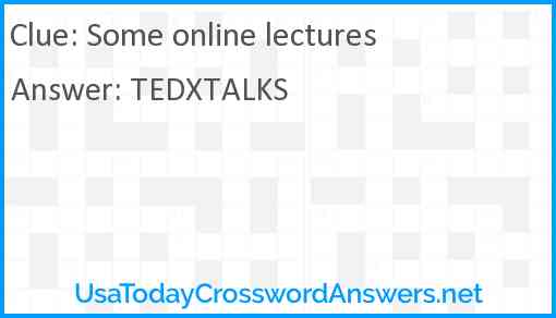 Some online lectures Answer