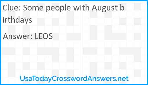 Some people with August birthdays Answer