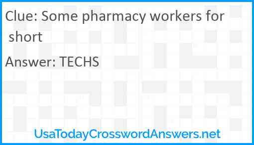 Some pharmacy workers for short Answer