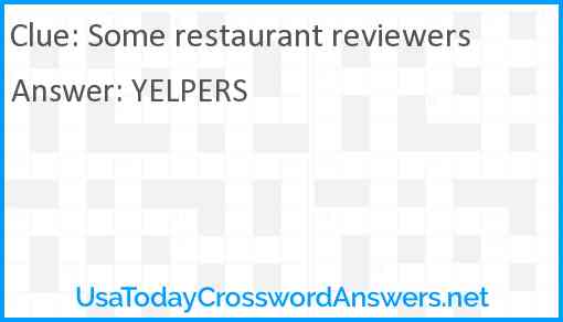 Some restaurant reviewers Answer