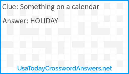 Something on a calendar Answer