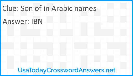 Son of in Arabic names Answer