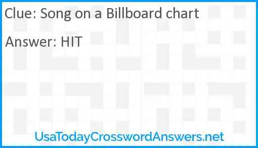 Song on a Billboard chart Answer