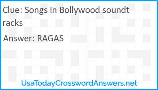 Songs in Bollywood soundtracks Answer