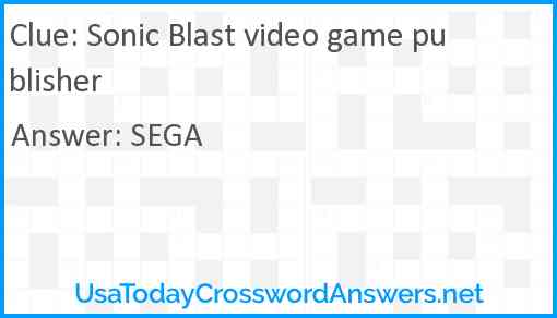 Sonic Blast video game publisher Answer