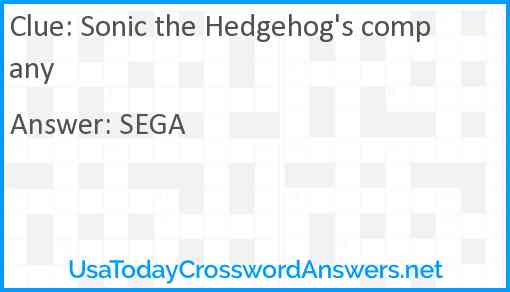 Sonic the Hedgehog's company Answer