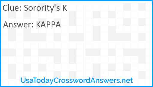 Sorority's K Answer