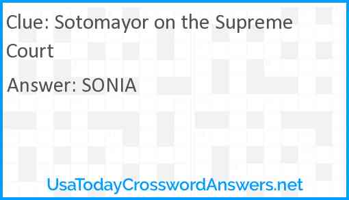Sotomayor on the Supreme Court Answer