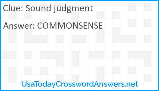 Sound judgment Answer