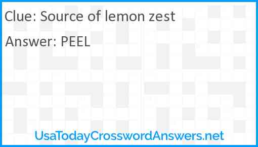 Source of lemon zest Answer