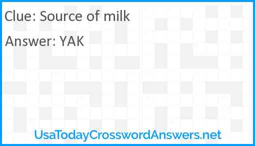 Source of milk Answer