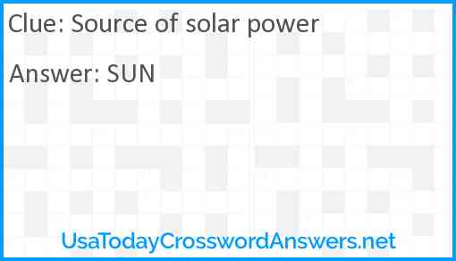 Source of solar power Answer