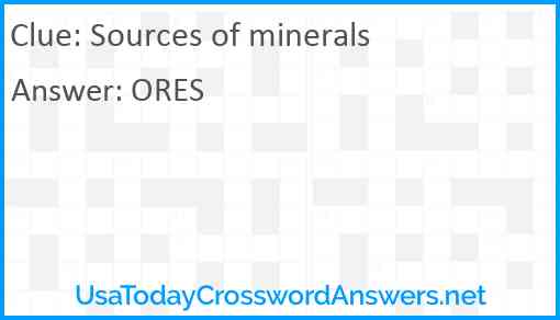 Sources of minerals Answer