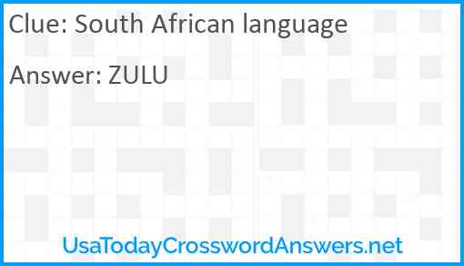 South African language Answer