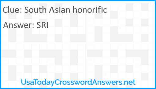 South Asian honorific Answer