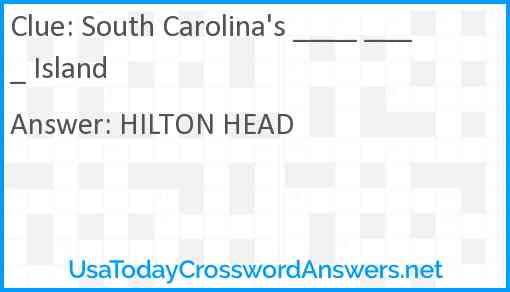 South Carolina's ____ ____ Island Answer