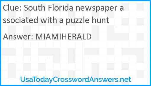 South Florida newspaper associated with a puzzle hunt Answer