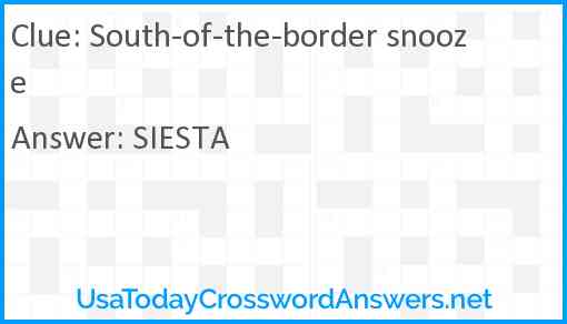 South-of-the-border snooze Answer