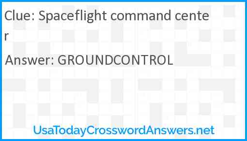 Spaceflight command center Answer