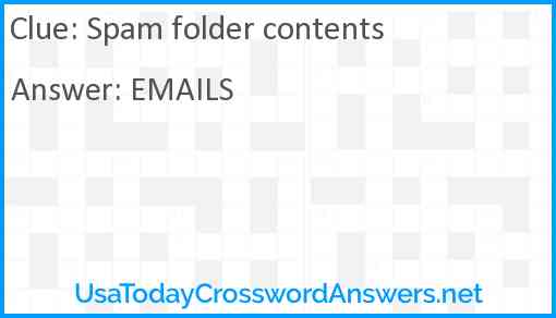 Spam folder contents Answer