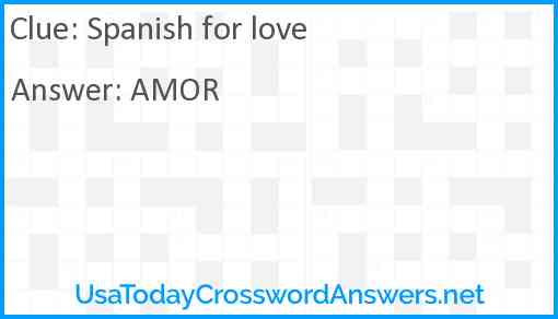 Spanish for 'love' Answer