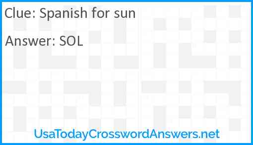 Spanish for sun Answer