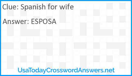 Spanish for wife Answer