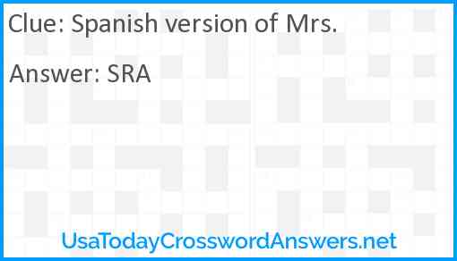 Spanish version of Mrs. Answer