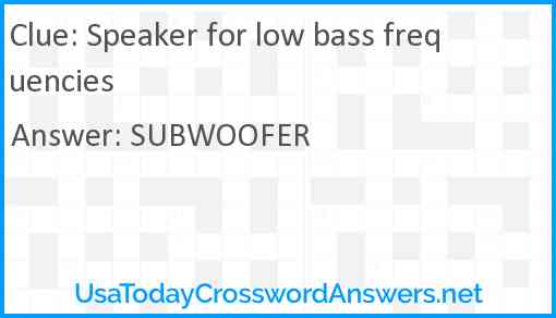 Speaker for low bass frequencies Answer