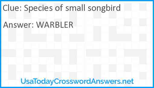 Species of small songbird Answer