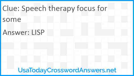 Speech therapy focus for some Answer