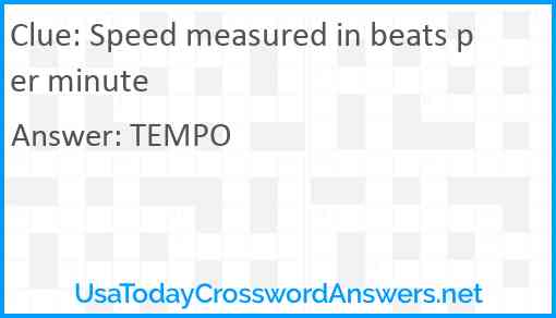 Speed measured in beats per minute Answer