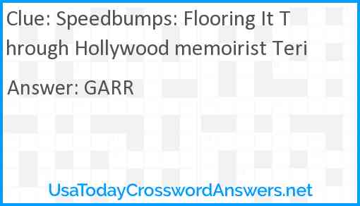 Speedbumps: Flooring It Through Hollywood memoirist Teri Answer