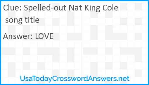 Spelled-out Nat King Cole song title Answer