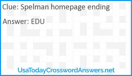 Spelman homepage ending Answer