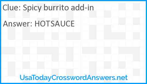 Spicy burrito add-in Answer