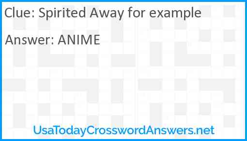 Spirited Away for example Answer